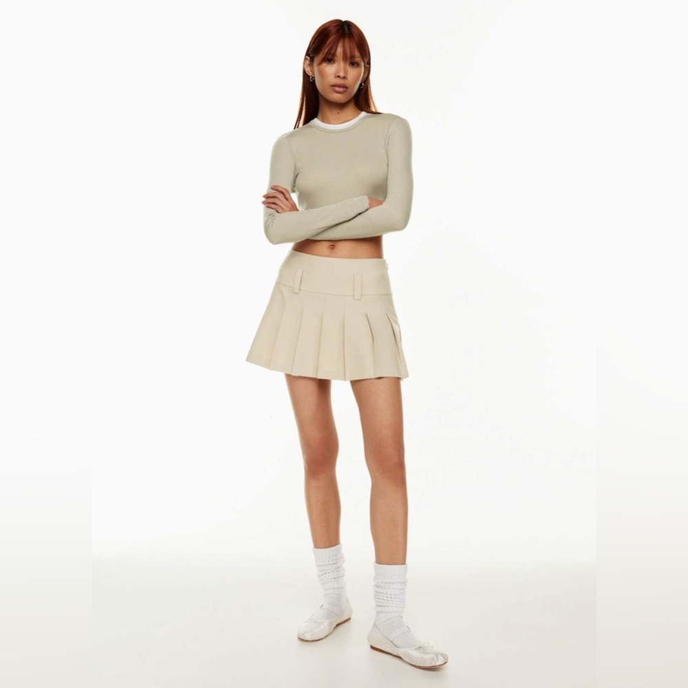 Aritzia Sunday Best Beige Pleated Mini Skirt